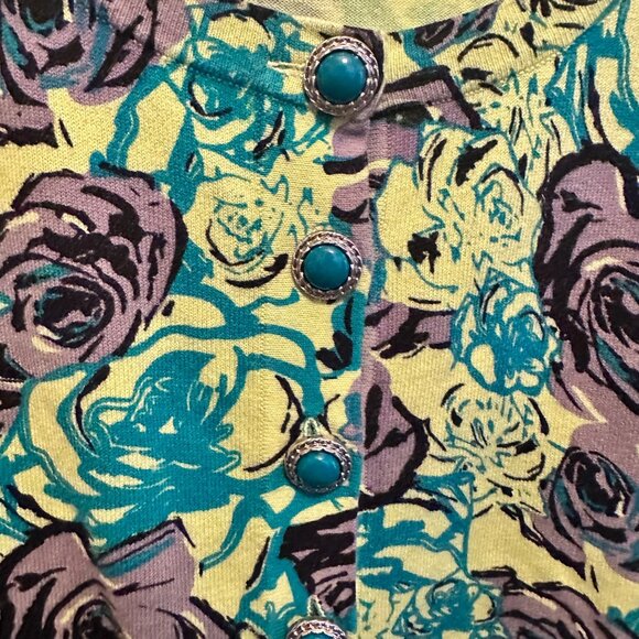 Forever 21 Vintage Y2K2000s  Floral cardigan Sweater decorative Button - Picture 6 of 7